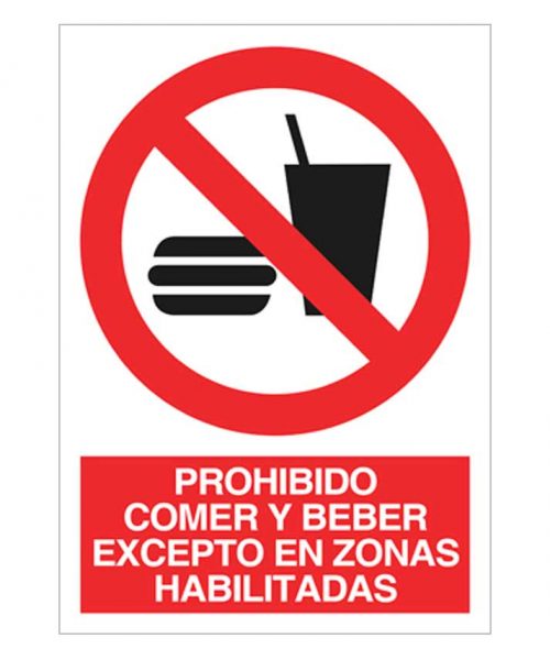 Prohibido comer y beber excepto en zonas habilitadas
