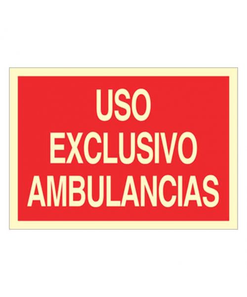 Uso exclusivo ambulancias es una señal de socorro de formato apaisado
