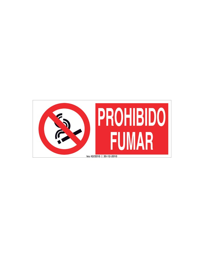 Cartel prohibido fumar con pictograma